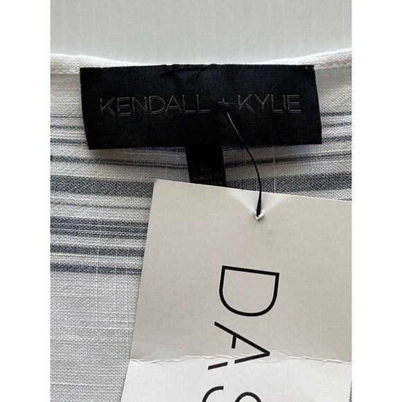 KENDALL + KYLIE Women's White Striped Tie waist Tank Top Size L - Picture 4 of 10